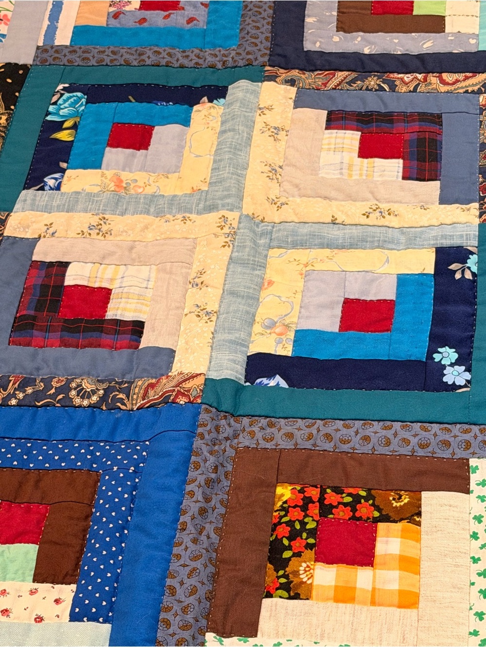 Hand-Stitched Multicolor Patchwork Quilt - Picture 2 of 5